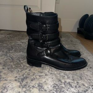 Via Spiga Leather Buckle Boots